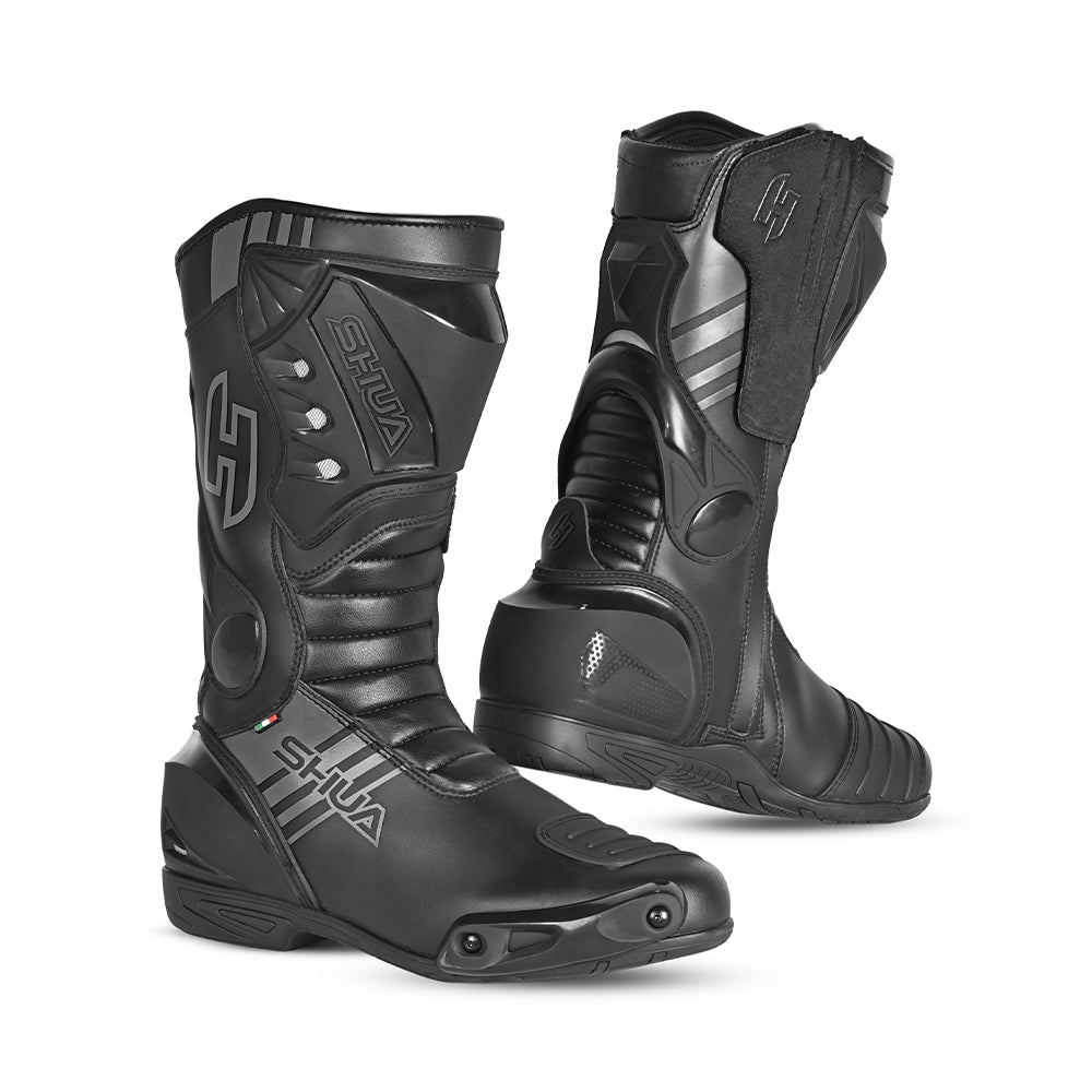 SHUA - Super Tech Black Leather Boots - SECURTEX MOTOR SL (t/a MaximoMoto)