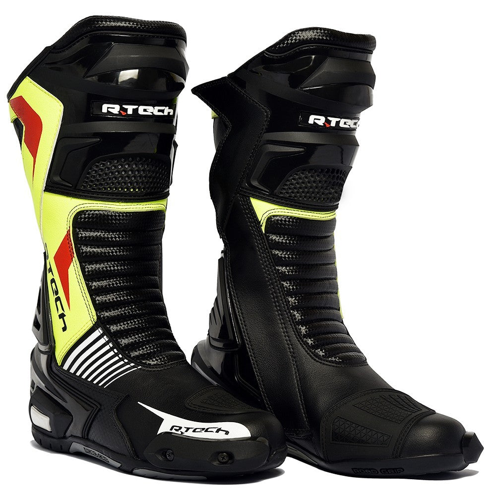 R-TECH - Road Racer WP Leather Boots Black/Fluor Yellow - SECURTEX MOTOR SL (t/a MaximoMoto)