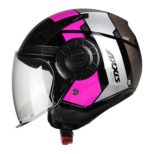 AXXIS-OF513 METRO COOL B8 PINK FLUORESCENT GLOSS HELMET - SECURTEX MOTOR SL (t/a MaximoMoto)