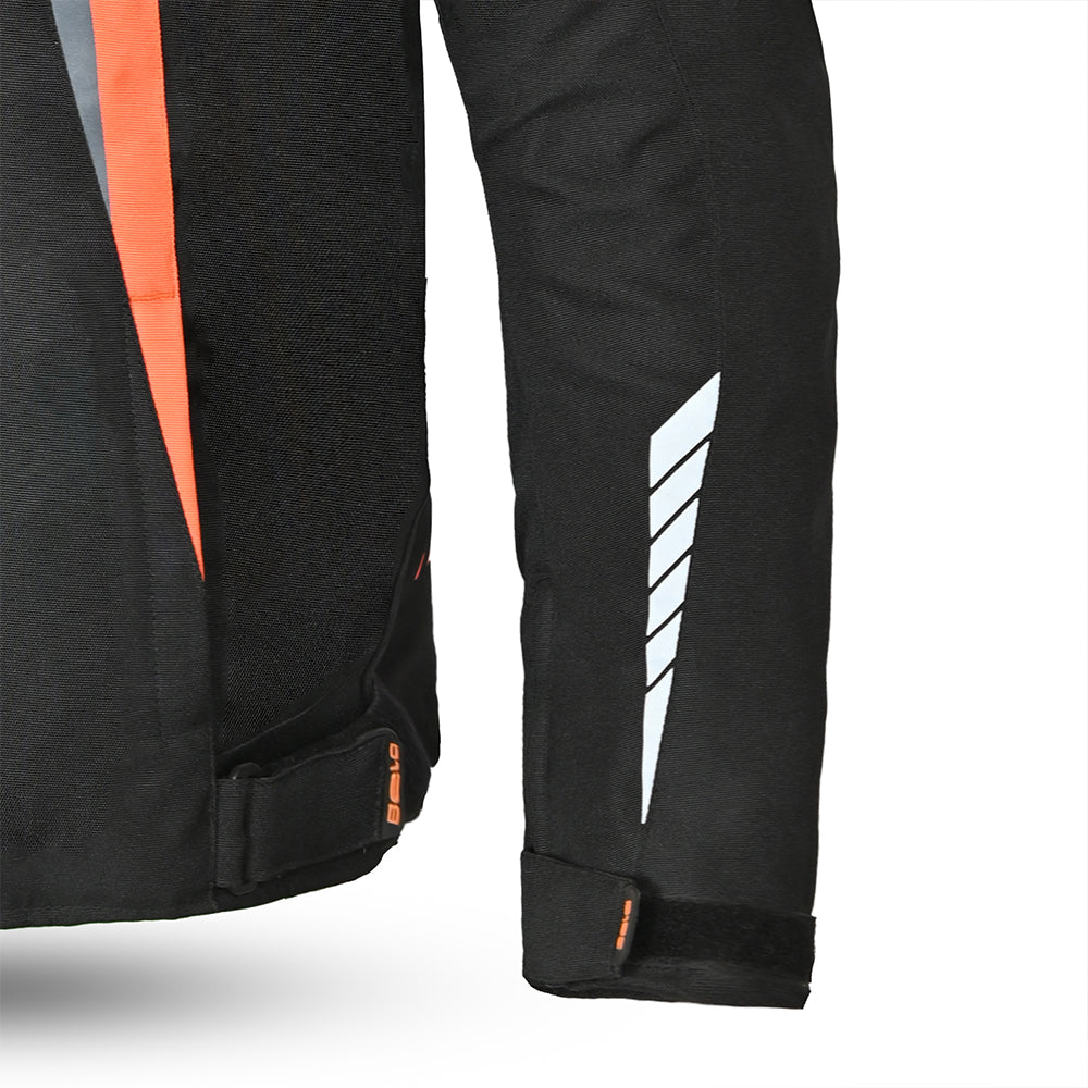 Bela Bradley Textile Motorcycle Jacket Black Orange - cuff detail