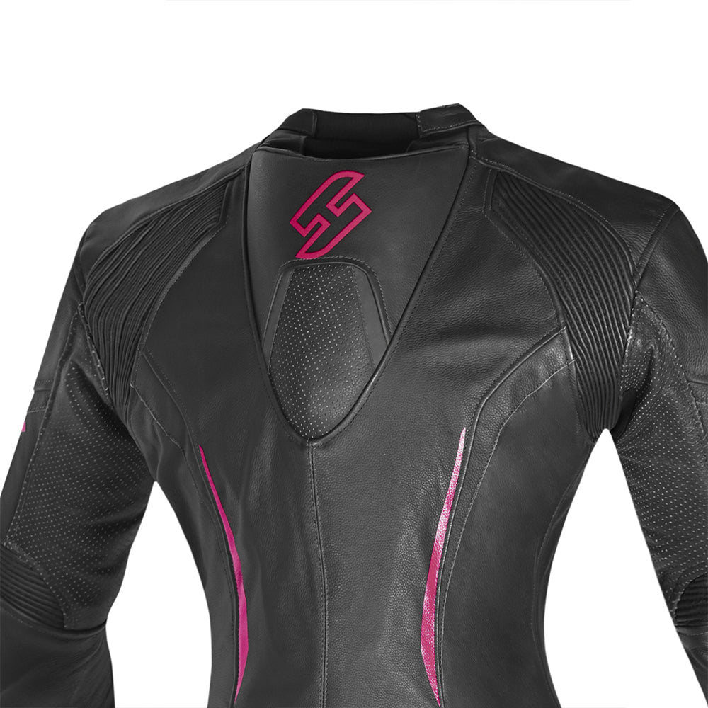 Shua Infinity Ladies Motorcycle Leathers 2 Piece Racing Suit Black Fuschia