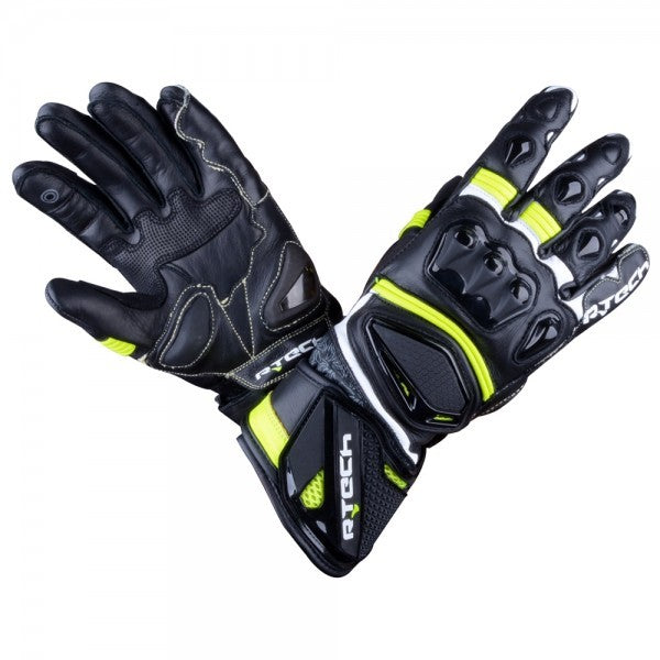 R-TECH - Lady Robo Leather Glove Black/Fluor Yellow - SECURTEX MOTOR SL (t/a MaximoMoto)