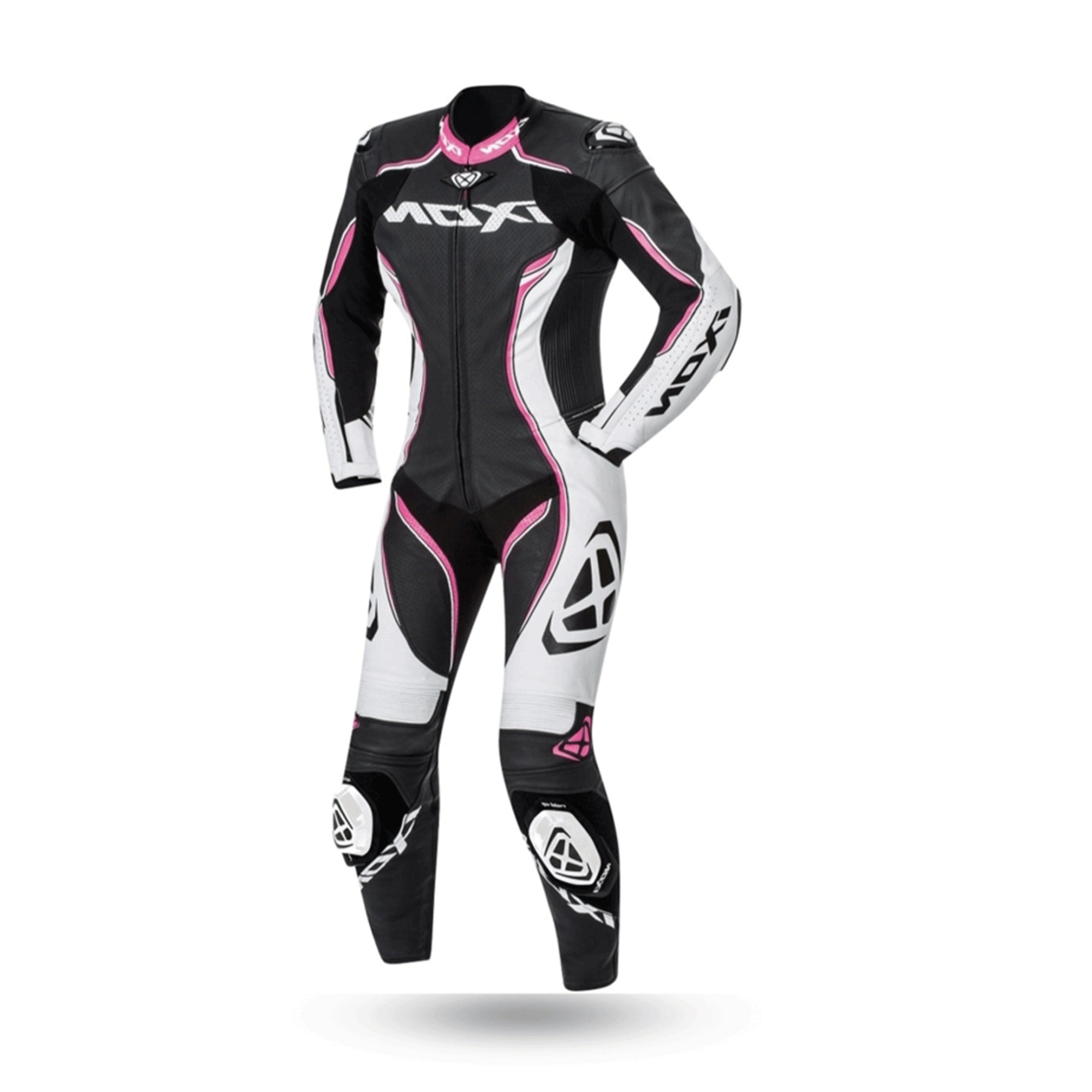 IXON- VORTEX LEATHER SUITS LADYBLACK/WHITE/FUCHSIA - SECURTEX MOTOR SL (t/a MaximoMoto)