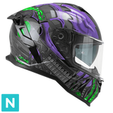 CGM SHOT VILLAIN 363R CASCO DE MOTO NEGRO PURPURA VERDE