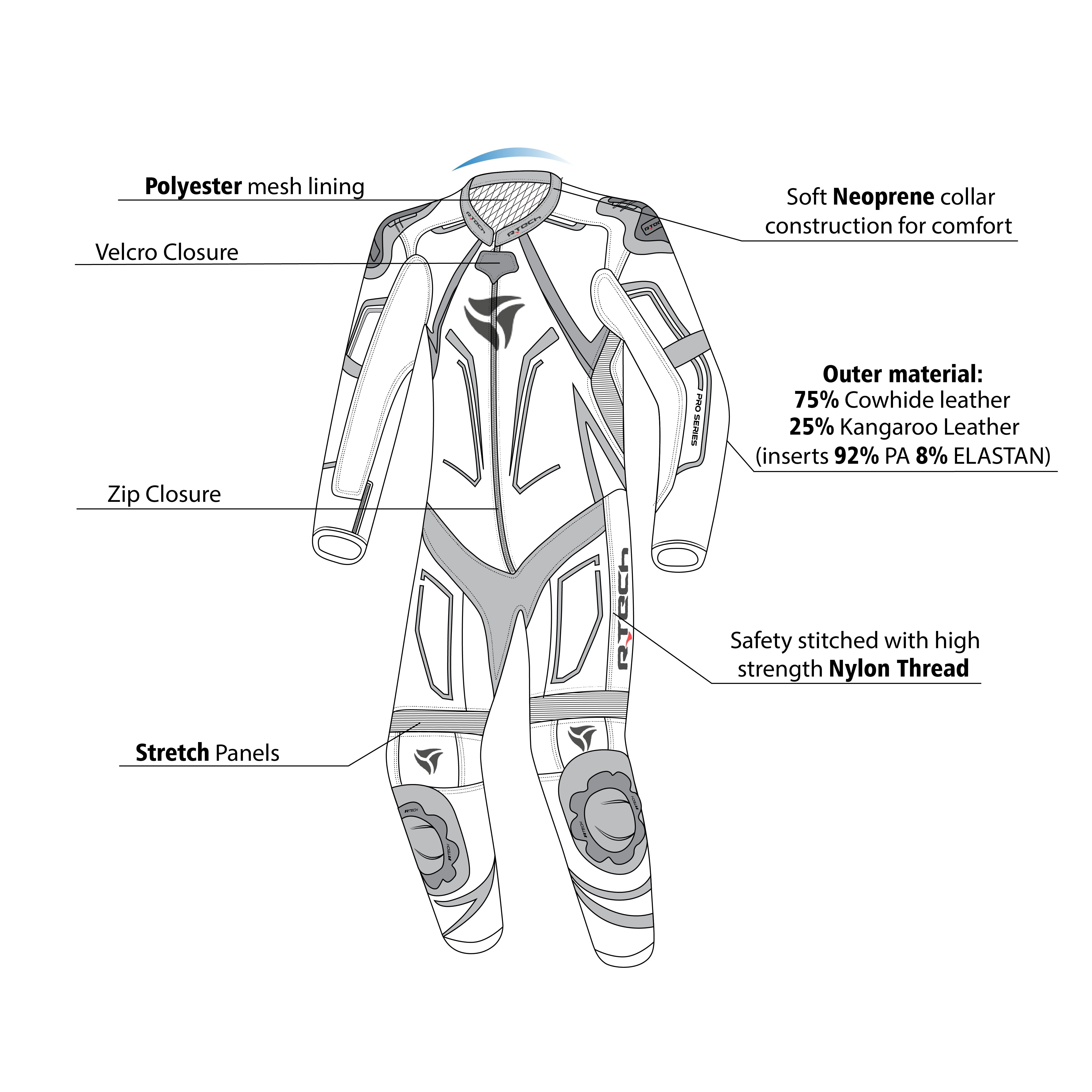R-TECH Mono 1 PC RisingStar Black/White - SECURTEX MOTOR SL (t/a MaximoMoto)