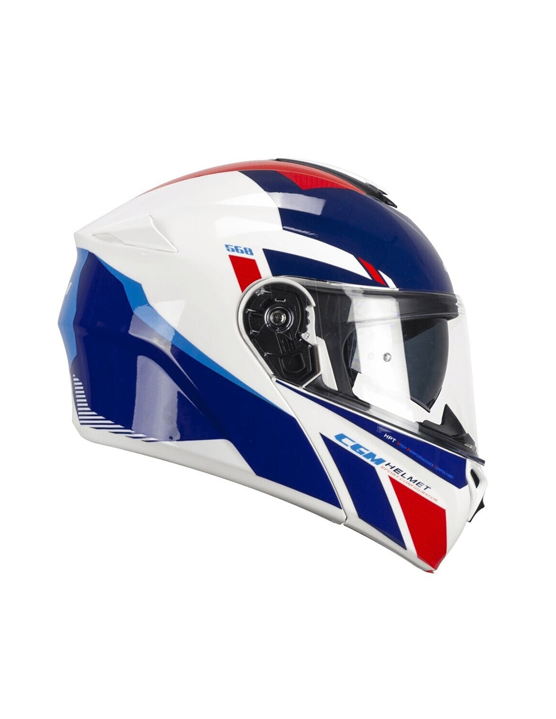 CGM - 568S BER SPORT Modular Casco Bianco Blu
