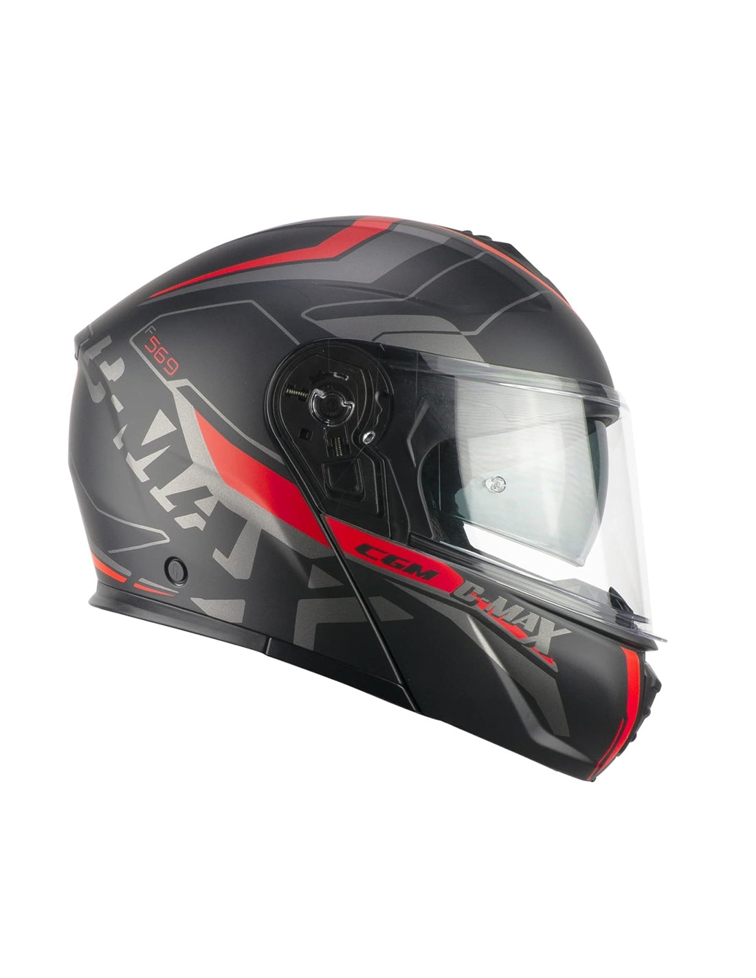 CGM 569G C-MAX CITY Modular Casco Motociclismo Nero Rosso opaco