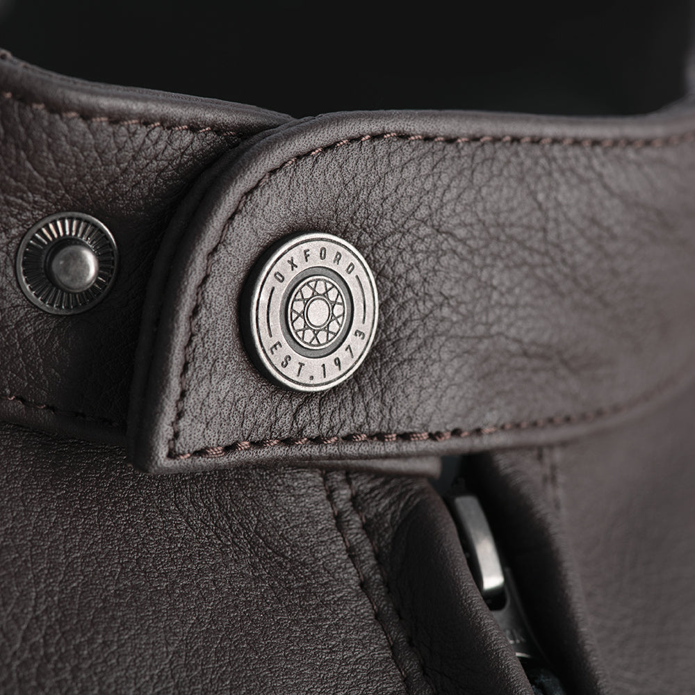 Oxford Walton Men's Motorcycle Cow Leather Jacket Brown images