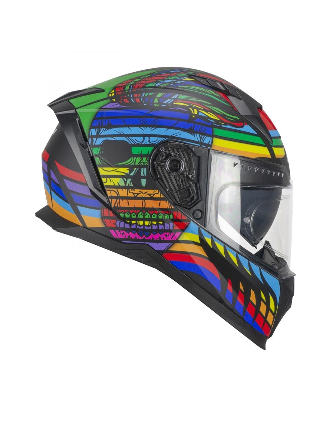CGM 311X BLAST SKULL Moto Integral Casco Negro Azul Rojo Mate