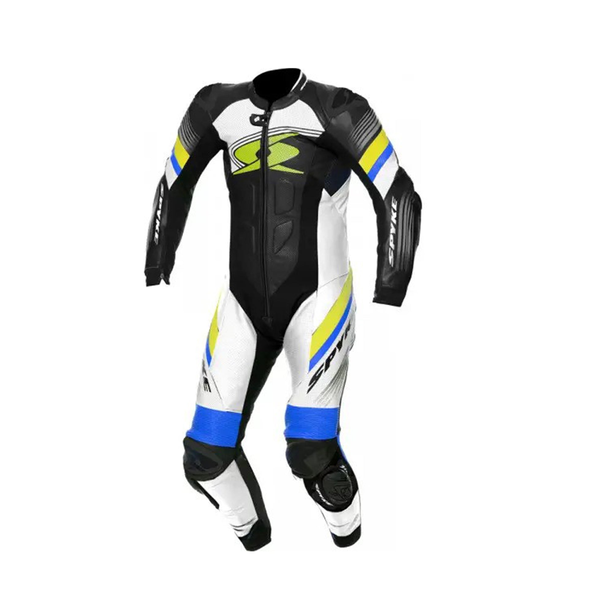 SPYKE - ESTORIL RACE 1PC SUIT BLACK/WHITE/FLUO YELLOW/BLUE - SECURTEX MOTOR SL (t/a MaximoMoto)