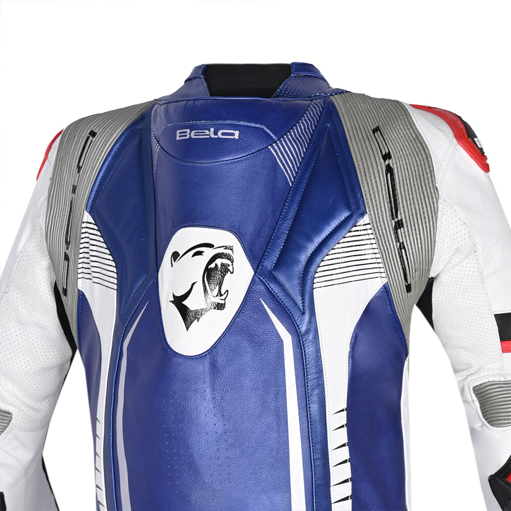 BELA X Race 1PC Motorbike Racing Leather Suit Black White Blue