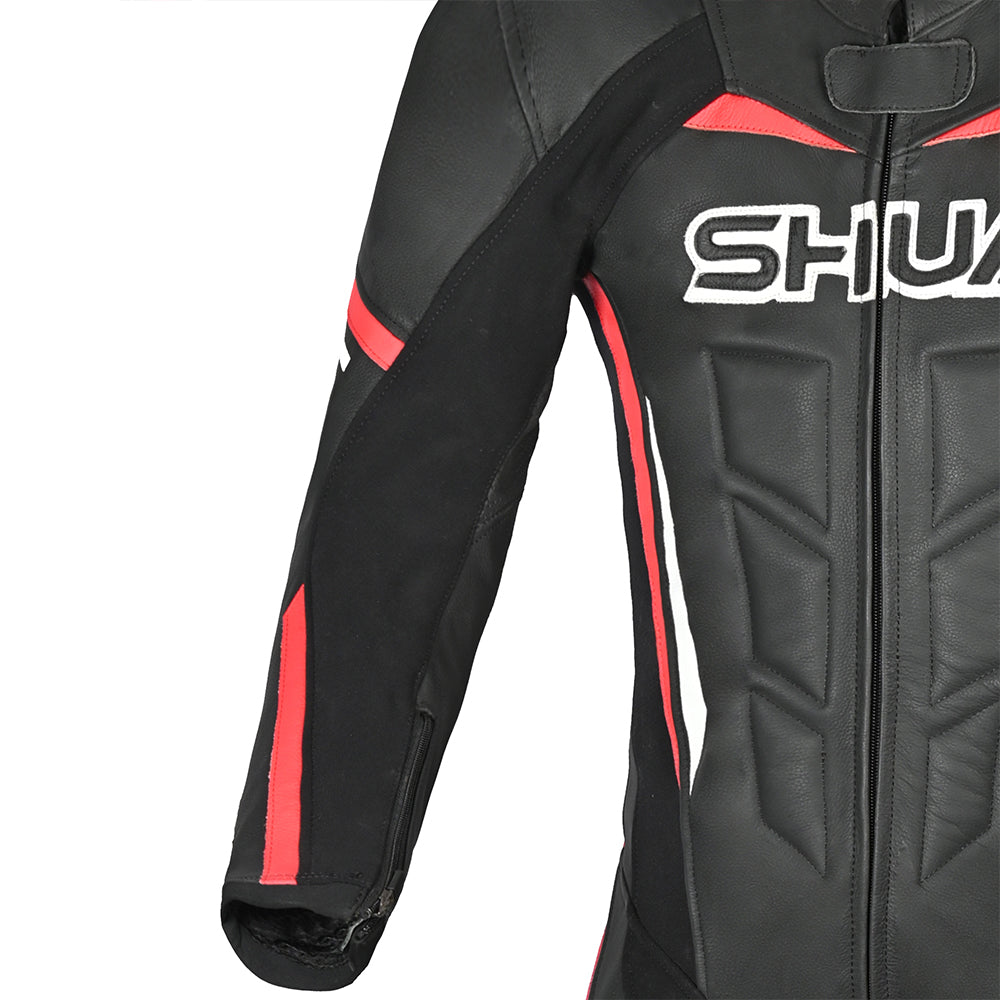 SHUA Infinity - 1 PC Motorcycle Racing Leather Suit - Black Red