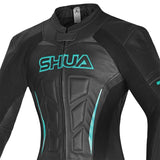 SHUA Infinity Lady 2 PC Motorcycle Racing Suit Black Turquoise