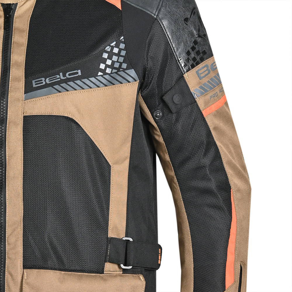 BELA Onsaker Motorcycle Textile Jacket - Sand Black Orange