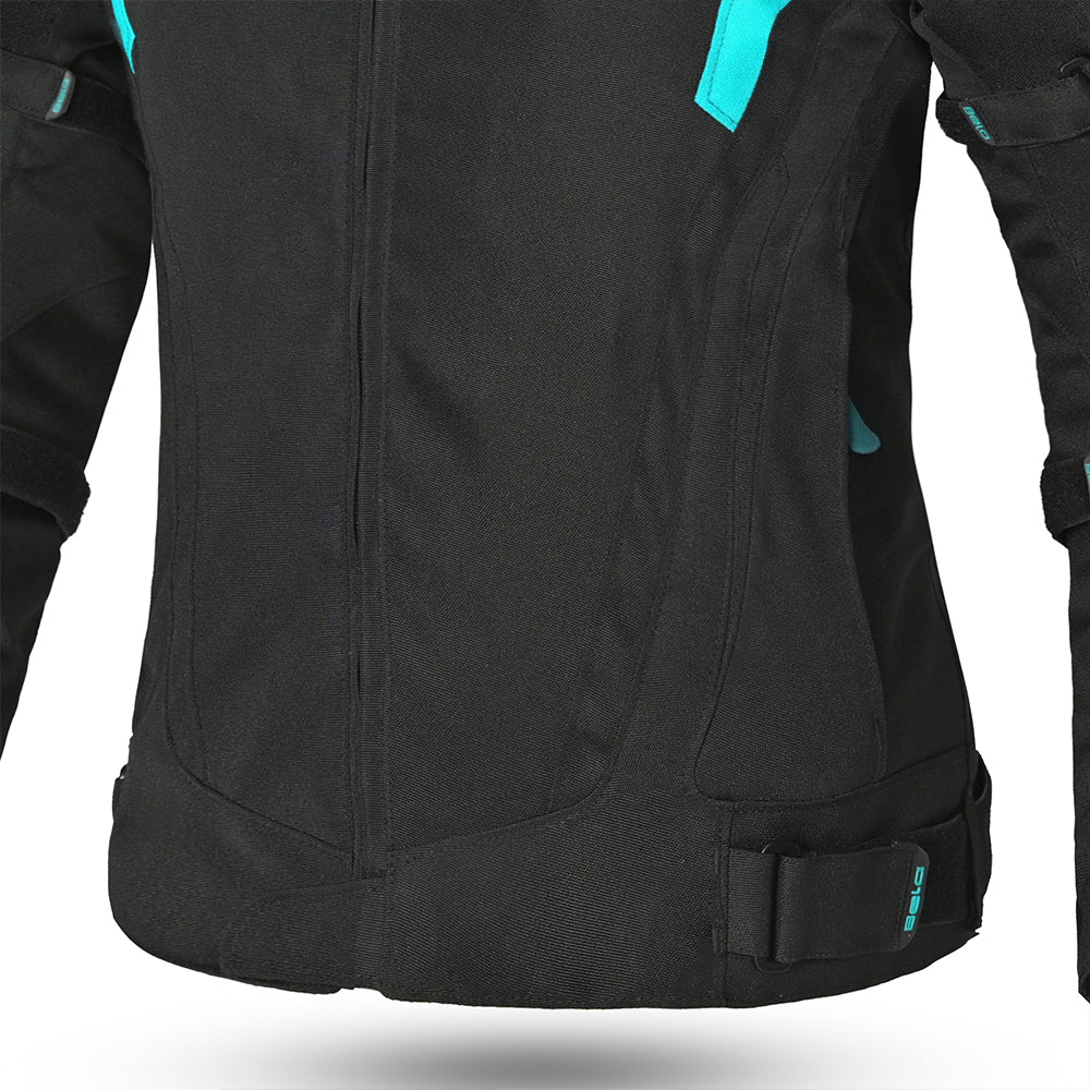 BELA Highland Lady Motorcycle Jacket Black Turquoise