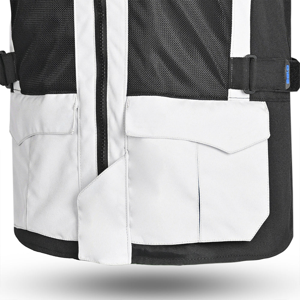 BELA Onsaker Motorcycle Textile Jacket - White Black Blue