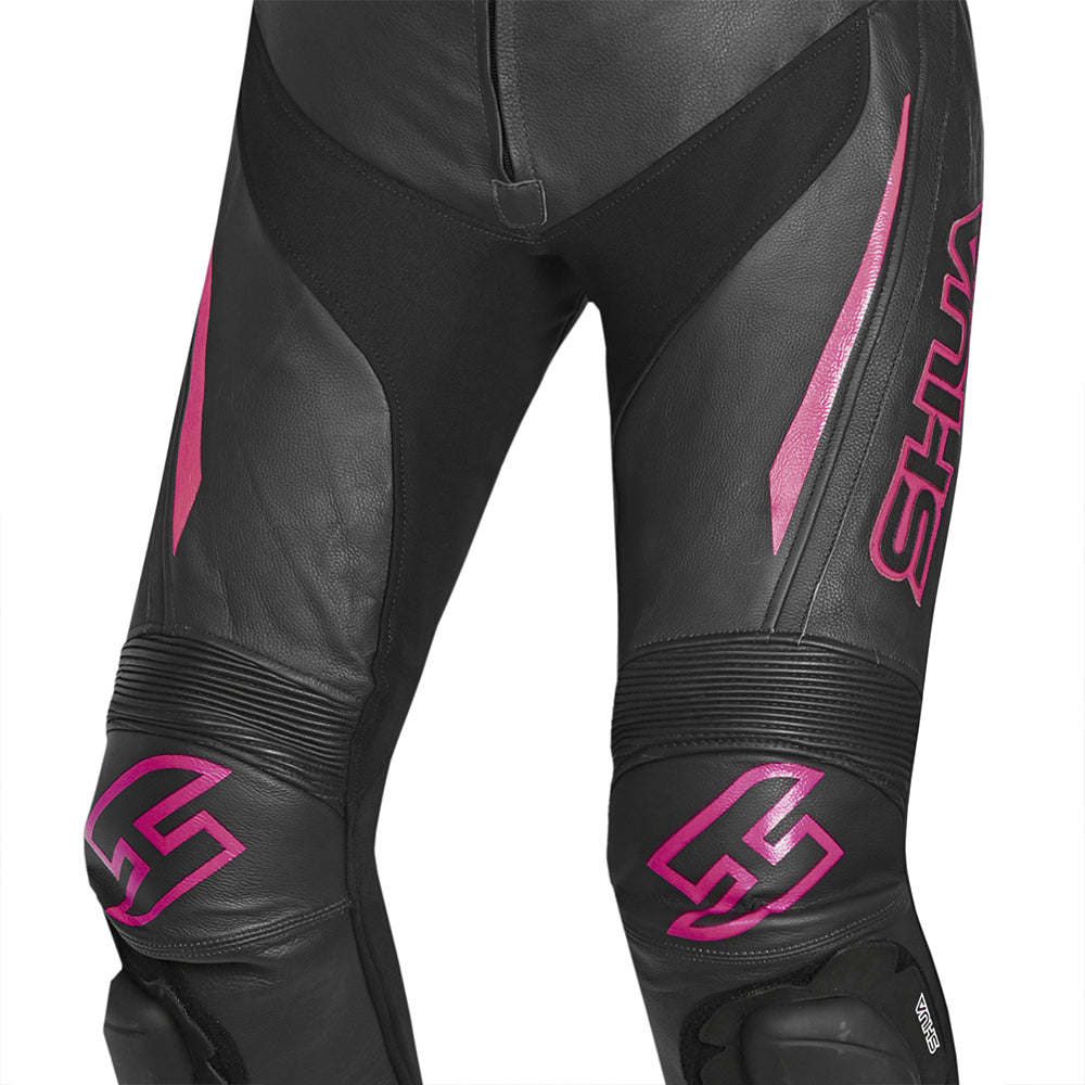 Shua Infinity Ladies Motorcycle Leathers 2 Piece Racing Suit Black Fuschia