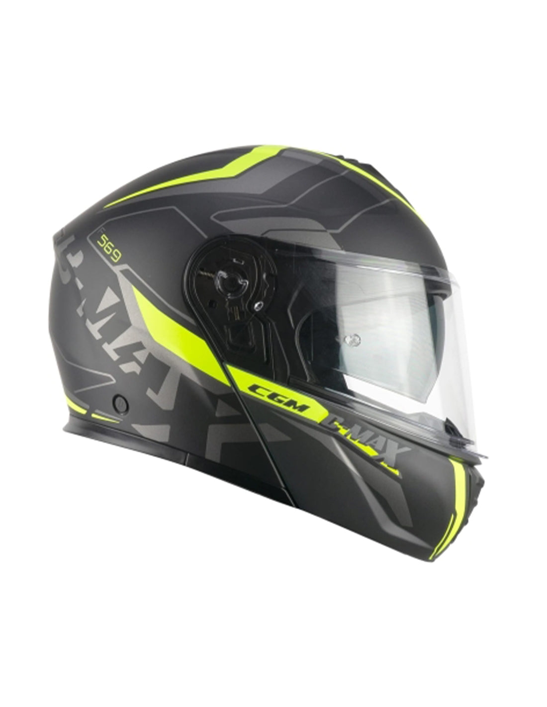 CGM - 569G C-MAX CITY Modular Casco Nero Giallo fluo opaco