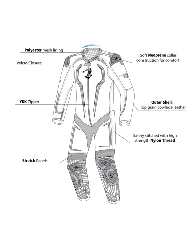 BELA-North Star 1 PC Suit Black/White/Fluorescent Yellow - SECURTEX MOTOR SL (t/a MaximoMoto)
