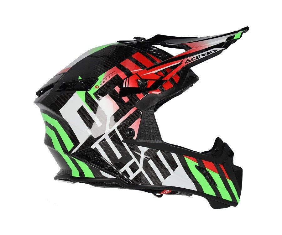 ACERBIS - STEEL CARBON HELMET 2206 GREEN/ROSSO - SECURTEX MOTOR SL (t/a MaximoMoto)