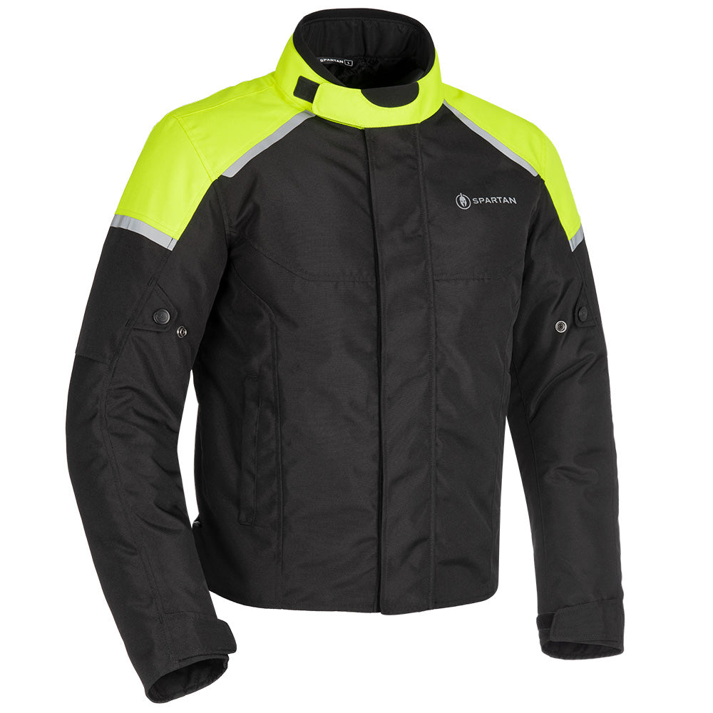 Spartan Short WP Men's Motorbike Jacket Black/Fluo front pic