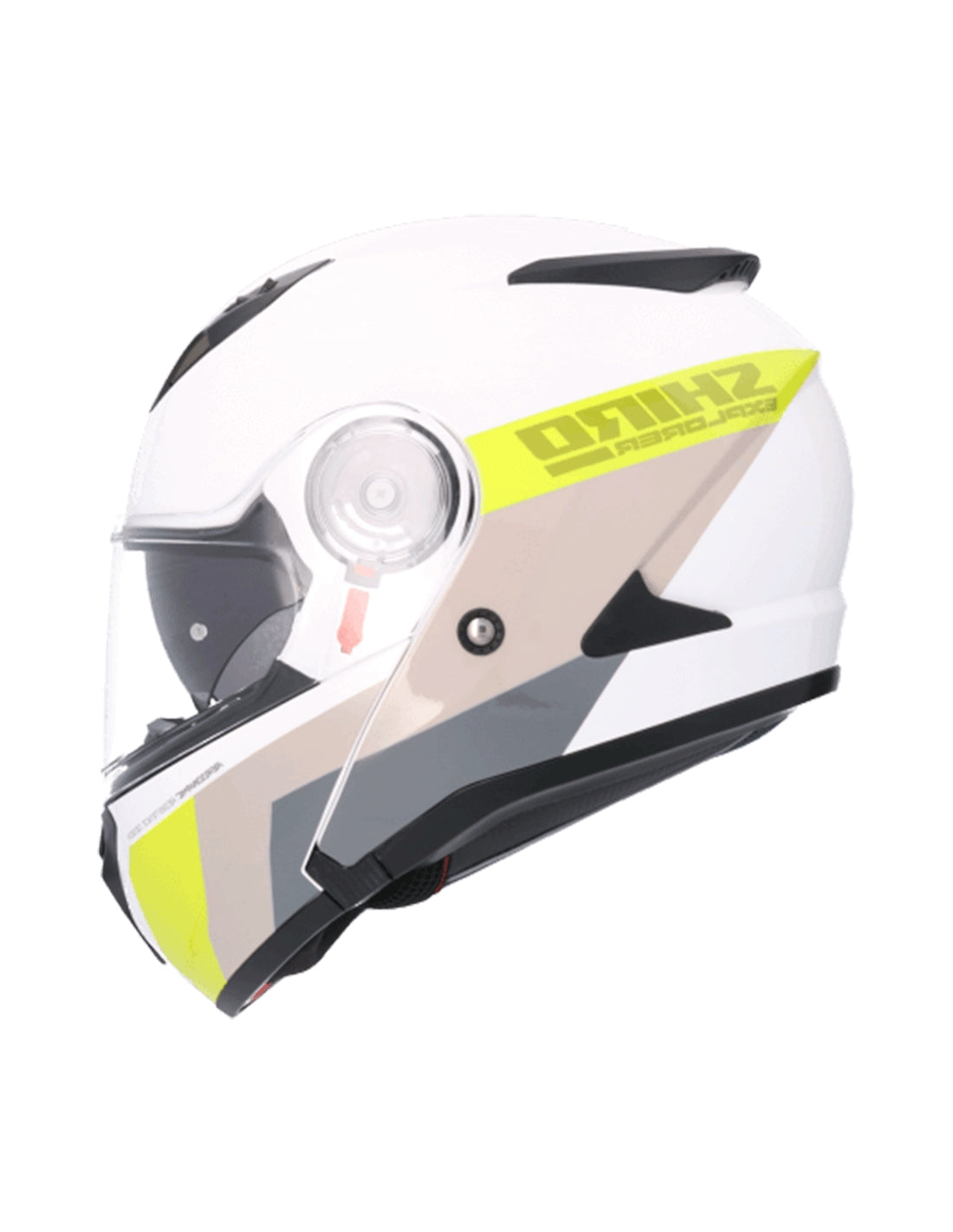 SHIRO EXPLORER MAVERICK HELMET PEARL WHITE YELLOW - SECURTEX MOTOR SL (t/a MaximoMoto)