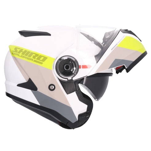 SHIRO EXPLORER MAVERICK HELMET PEARL WHITE YELLOW - SECURTEX MOTOR SL (t/a MaximoMoto)