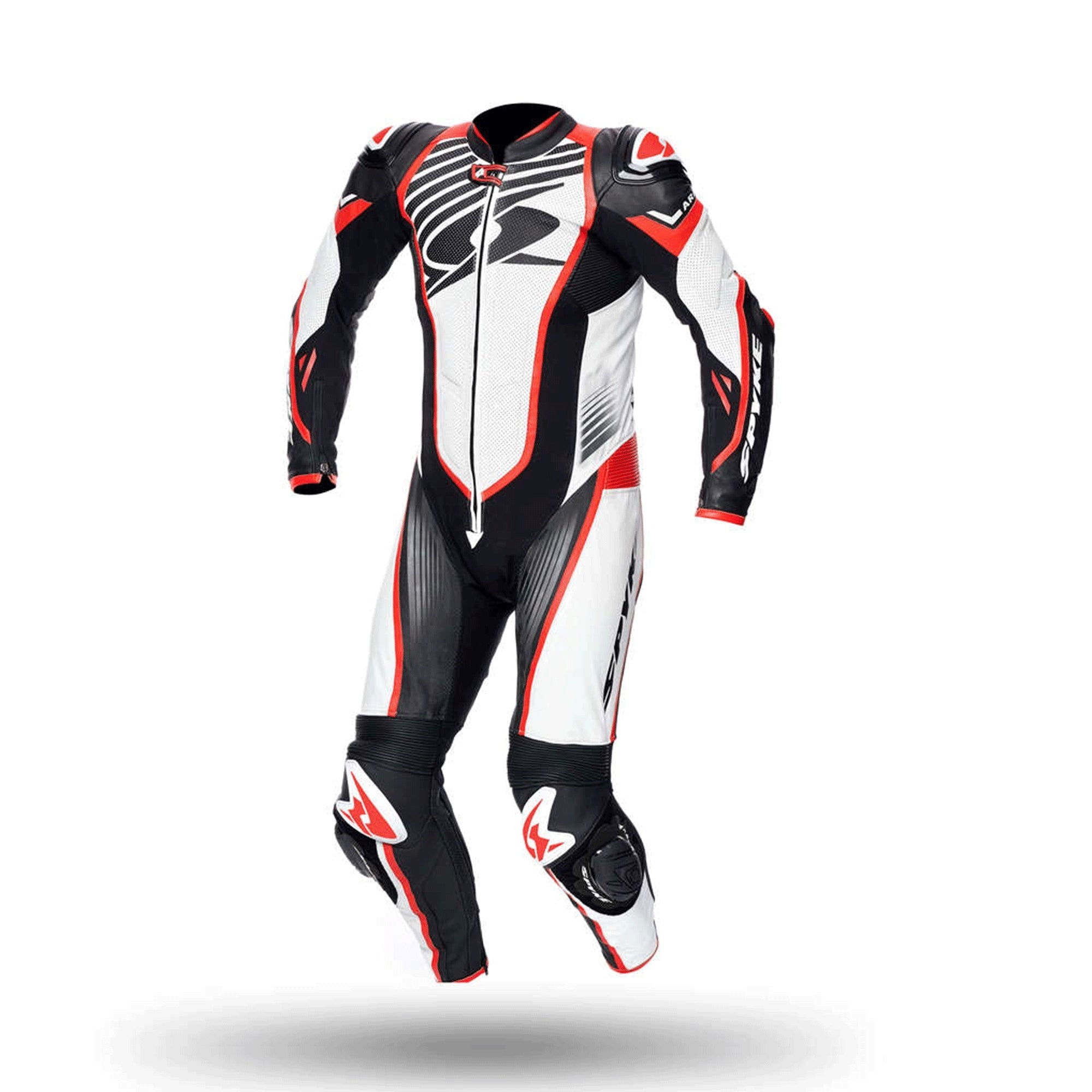 SPYKE - ARAGON RACE 1PC SUIT BLACK/WHITE/FLUO RED - SECURTEX MOTOR SL (t/a MaximoMoto)