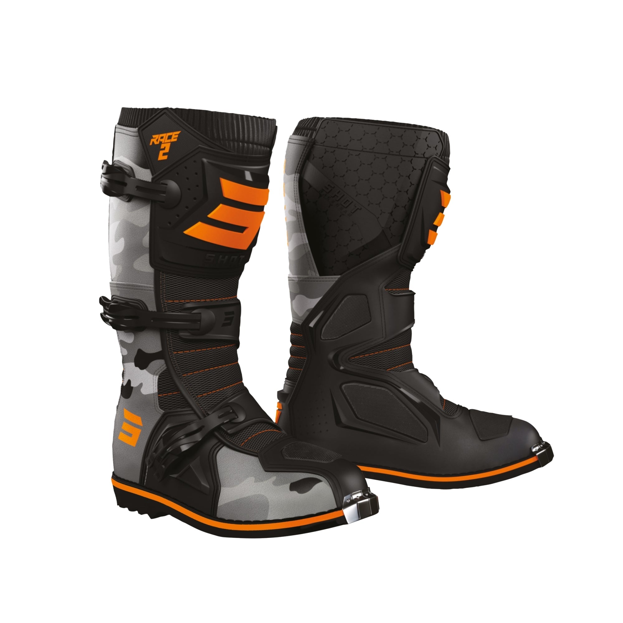 SHOT RACE 2 MOTOCROSS BOOTS CAMO NEON_ORANGE - SECURTEX MOTOR SL (t/a MaximoMoto)