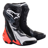 Alpinestars Supertech R B/R Motorcycle Racing Boots Fluo White Grey - boot pic