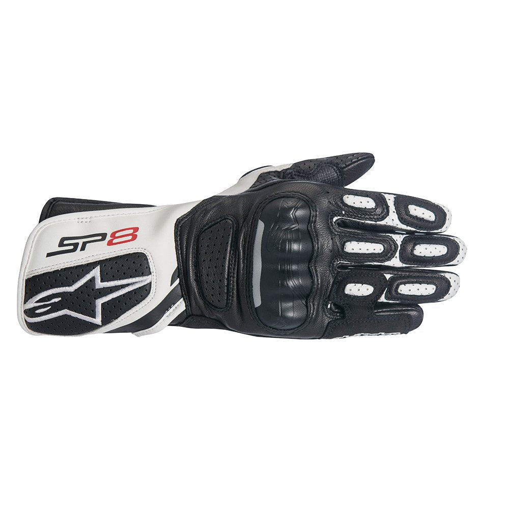 Alpinestars Stella SP-8 v2 Motorcycle Gloves Female Riders Black White - back pic