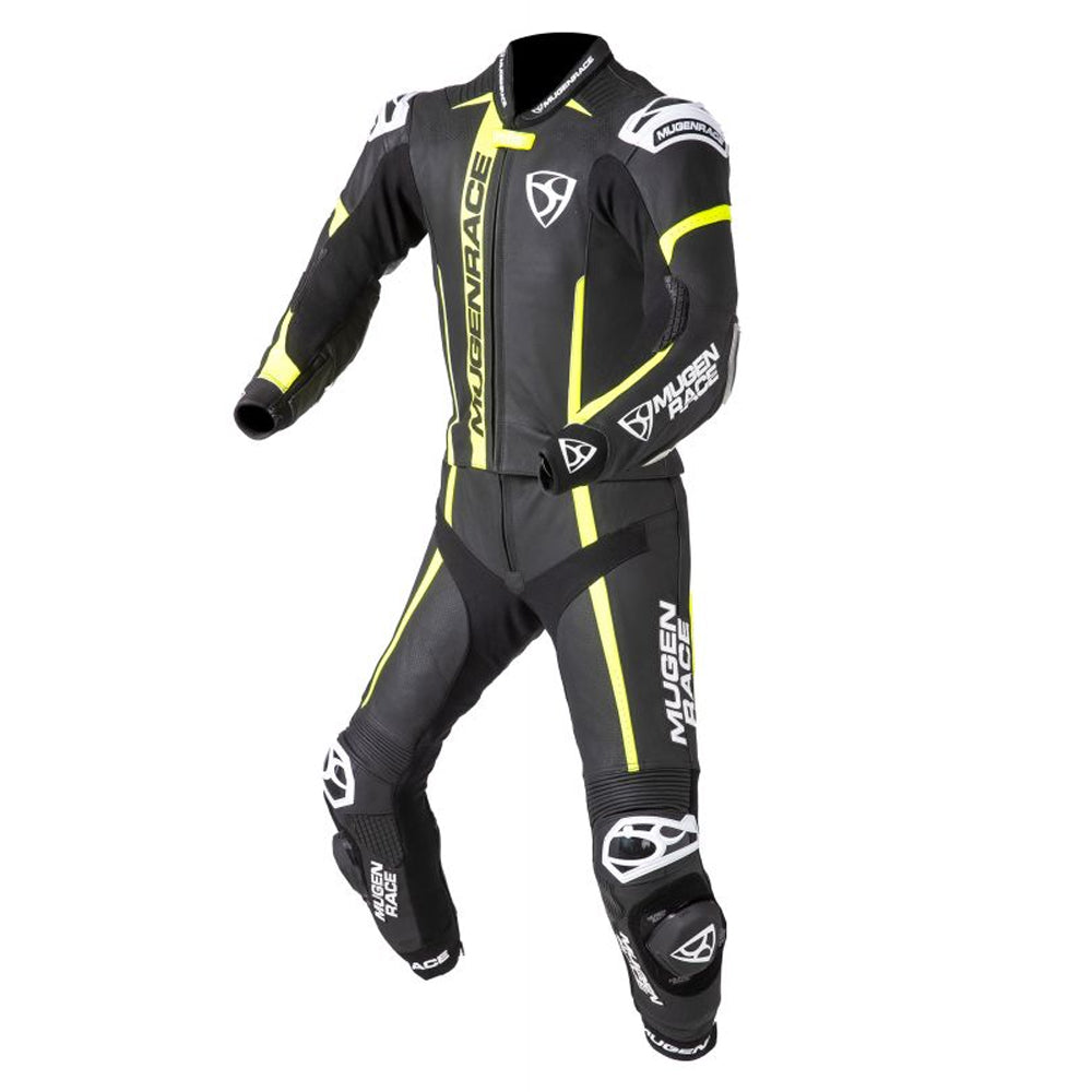 MUGENRACE MNR-1911 Traje Cuero Mucho Negro Amarillo Blanco