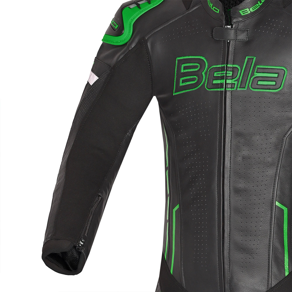 BELA Rocket Man Mix Kangaroo 1 PC Motorcycle Racing Suit Black Green