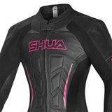 Shua Infinity Ladies Motorcycle Leathers 2 Piece Racing Suit Black Fuschia