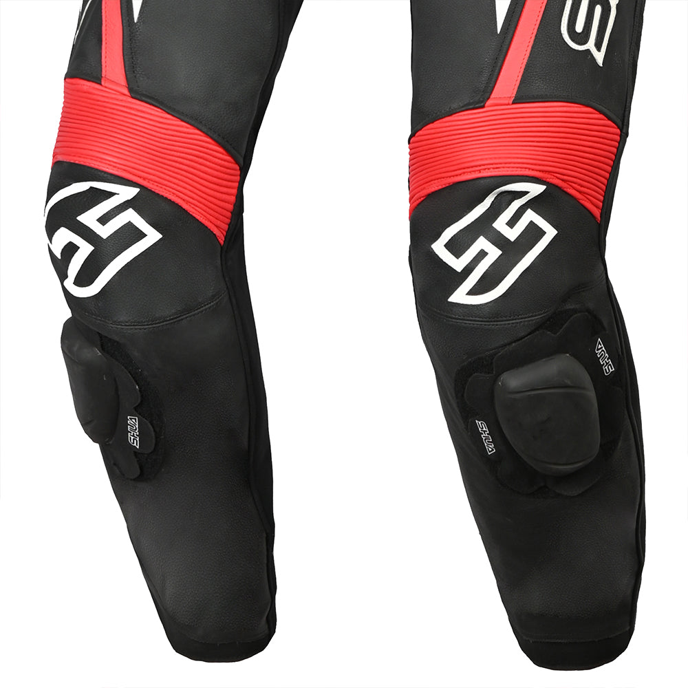 SHUA Infinity - 1 PC Motorcycle Racing Leather Suit - Black Red