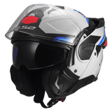 LS2 FF910 ADVANT II MOTORCYCLE FLIP FRONT HELMET WHITE BLUE RED