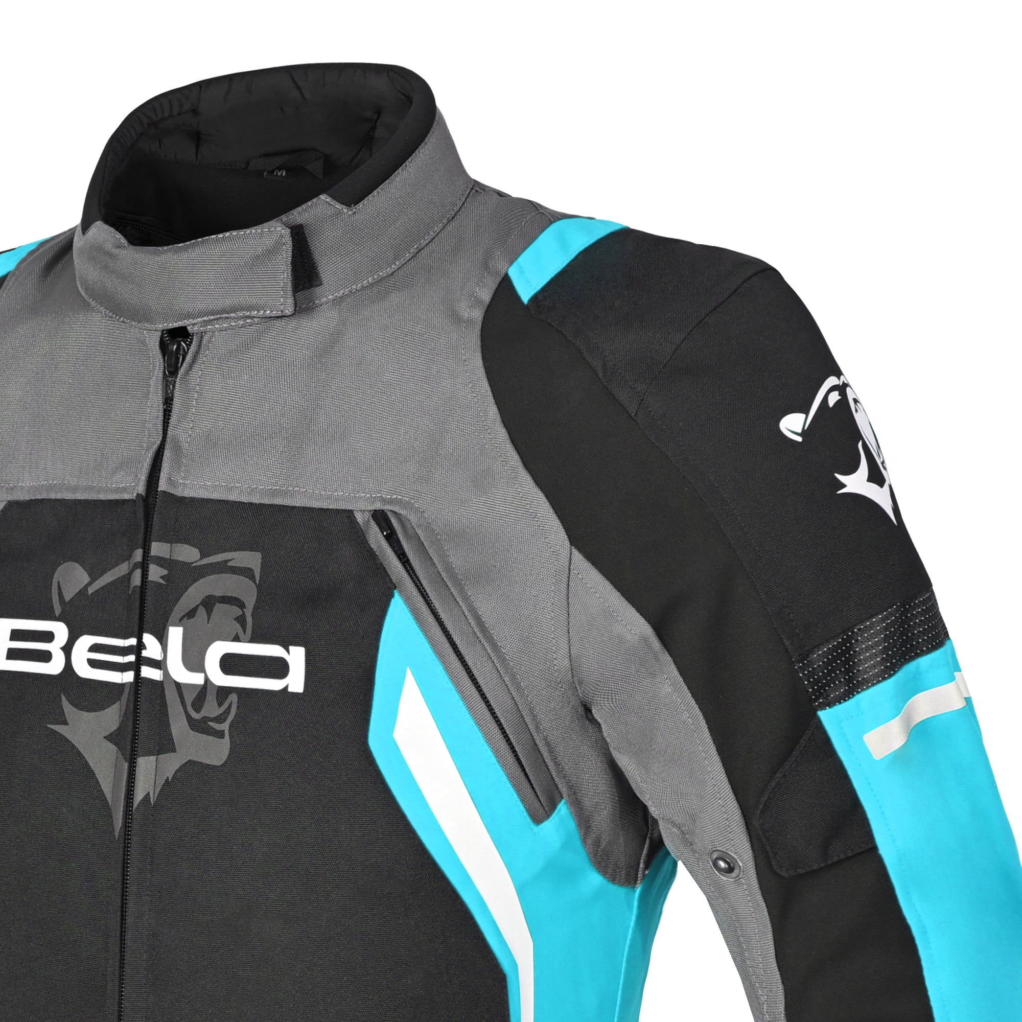 BELA Elanur motorbike Textile Lady Jacket Black grey Turquoise