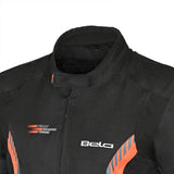 Bela Bradley Textile Motorcycle Jacket Black Orange - collar detail pic