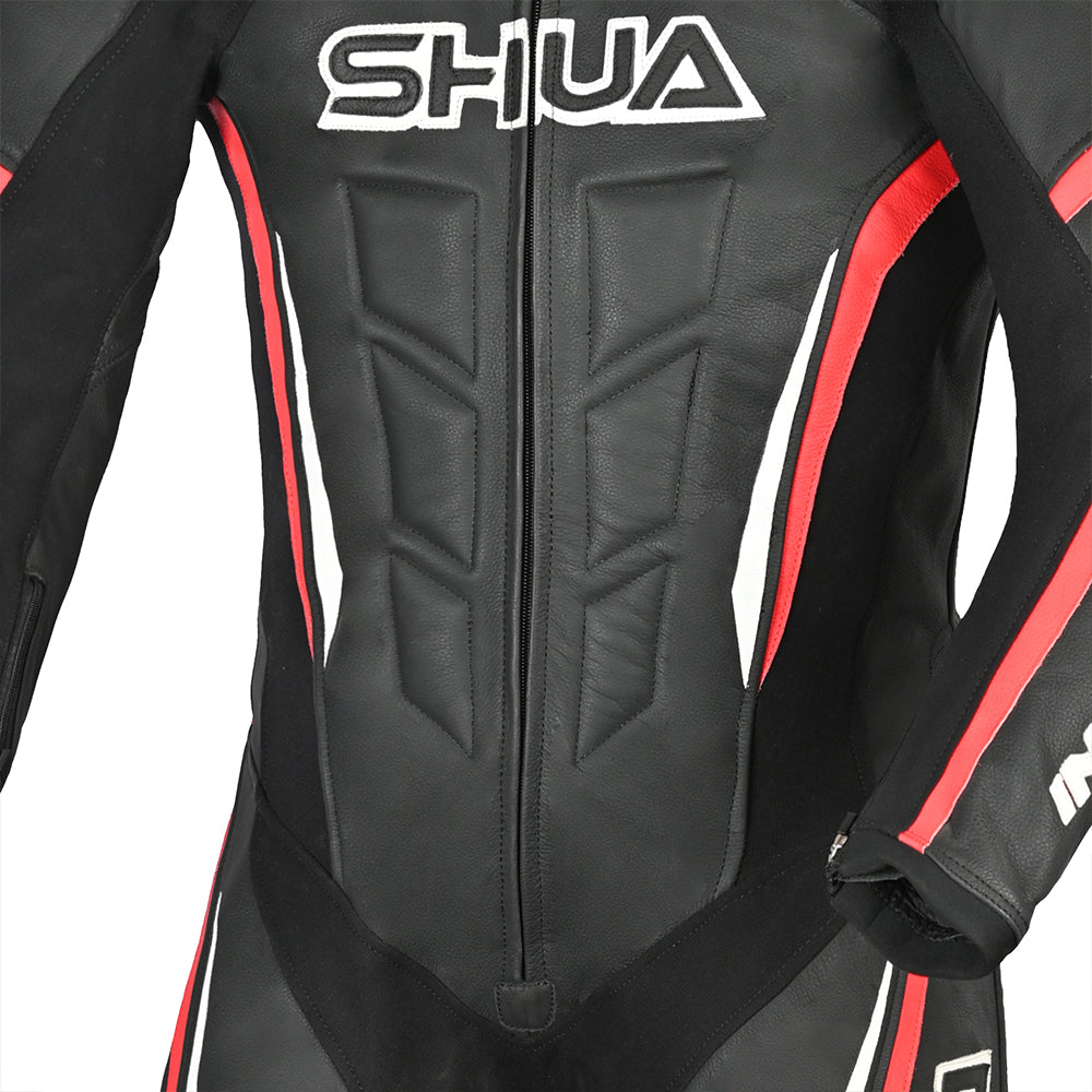 SHUA Infinity - 1 PC Motorcycle Racing Leather Suit - Black Red