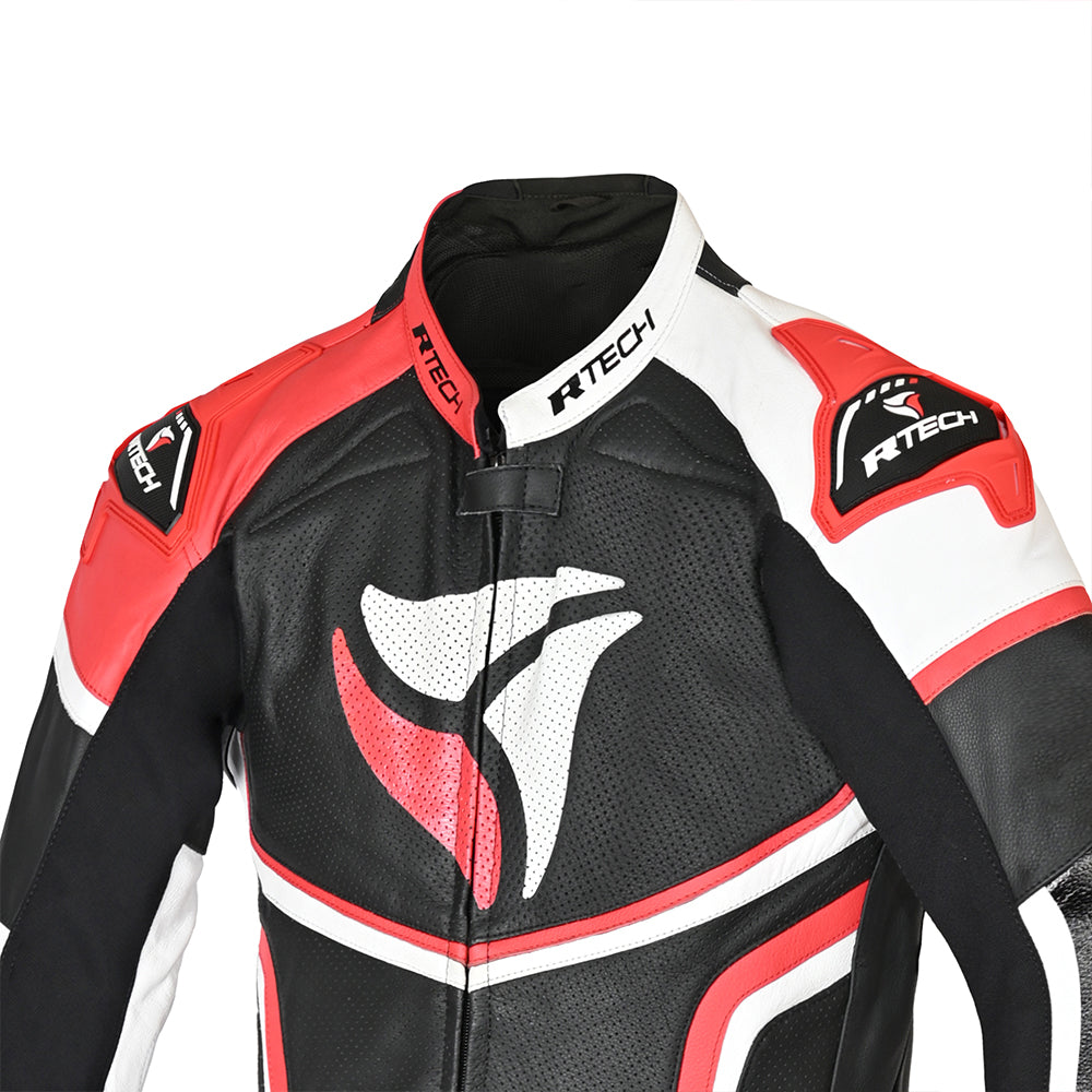 R Tech Hawk 1PC Motorcycle Racing Suit Black White Red