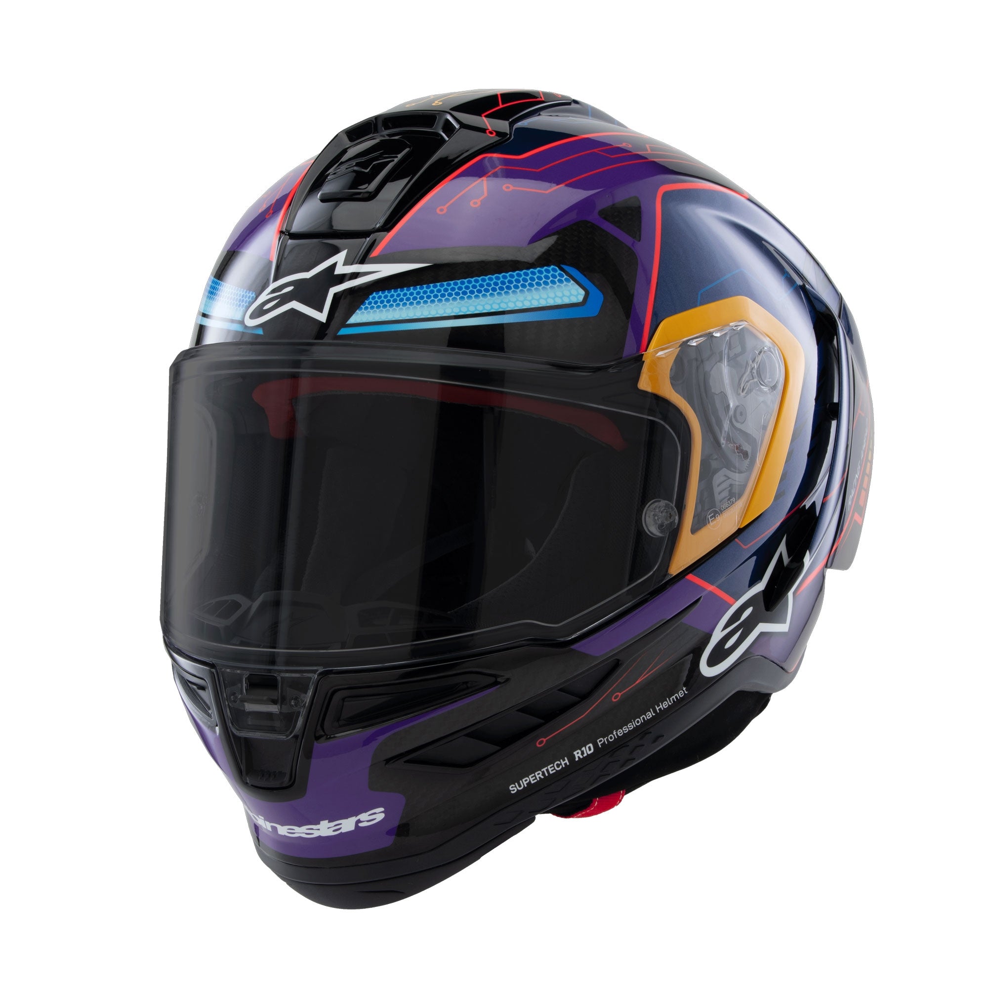 Alpine Supertech R10 Martinator Motorcycle Racing Helmet Blue Purple Red