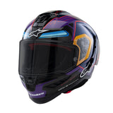 Alpine Supertech R10 Martinator Motorcycle Racing Helmet Blue Purple Red