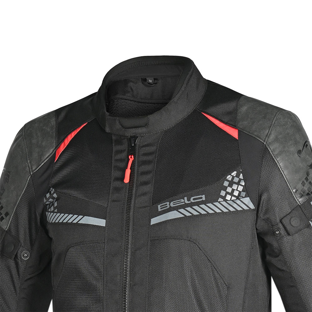 BELA Onsaker Motorcycle Textile touring Jacket Black Red
