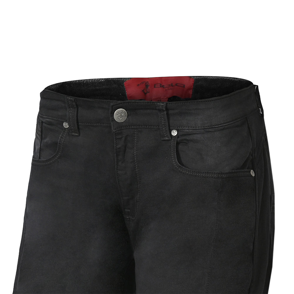 BELA BOSTON MEN MOTORCYCLE DENIM JEANS 30L BLACK SPRAY