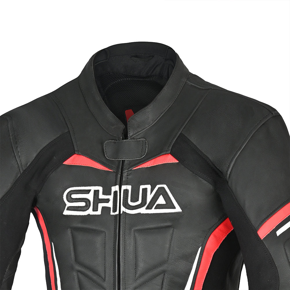 SHUA Infinity - 1 PC Motorcycle Racing Leather Suit - Black Red