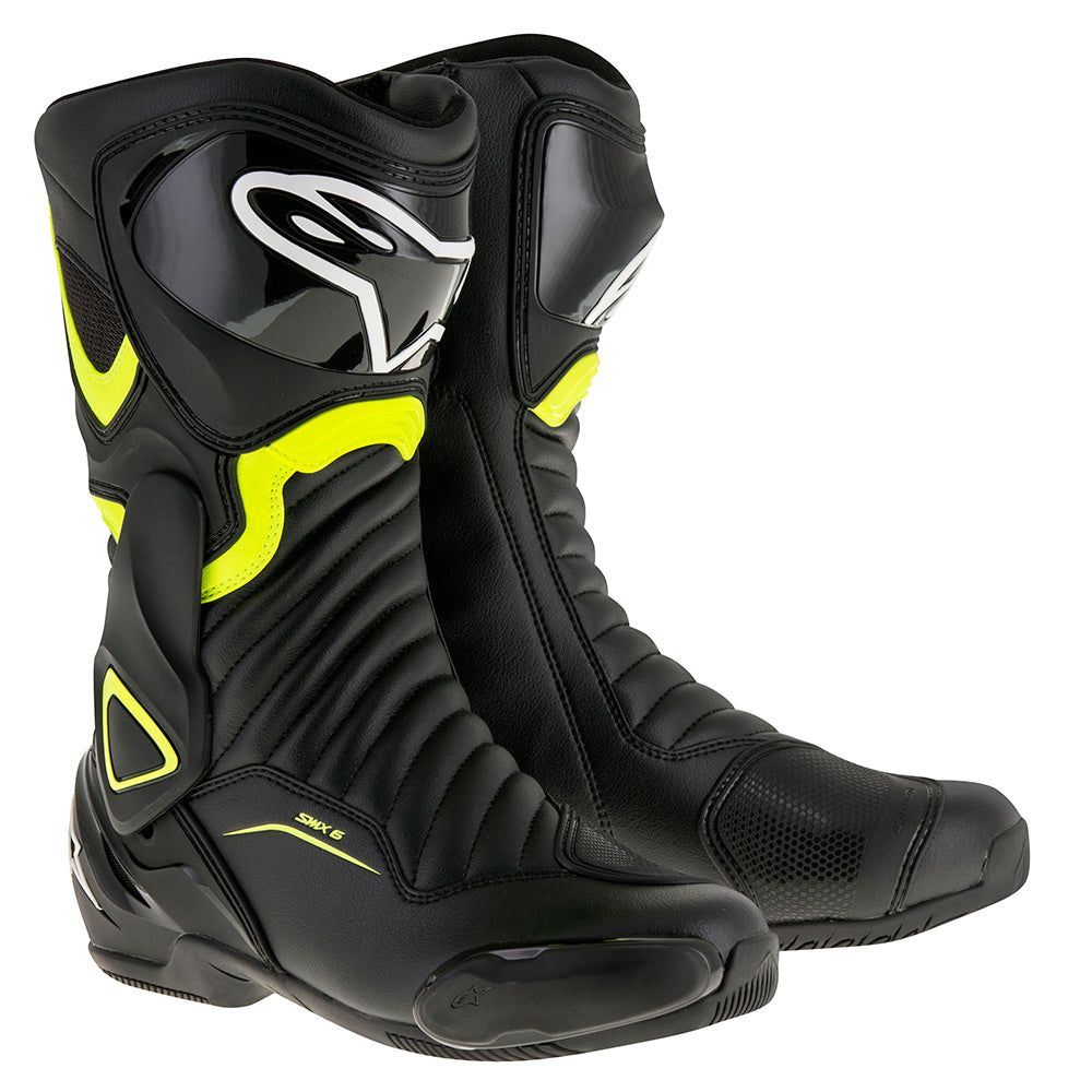 Alpinestars SMX 6 v2 Fluo Motorcycle Racing Boot Black Yellow - MaximomotoUK
