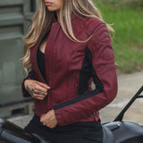 Oxford Beckley Women's Motorcycle Leather Jacket Russet images