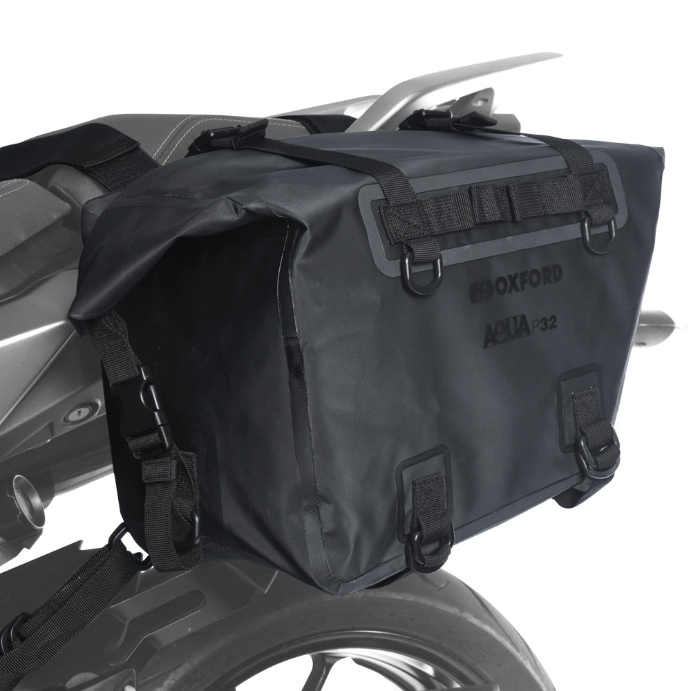Oxford Aqua P32 Panniers Black Motorcycle luggage - MaximomotoUK
