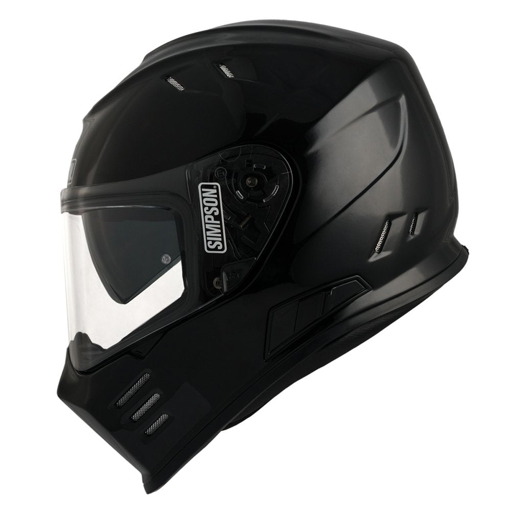 Simpson Venom Solid Gloss Black Full Face Motorbike Helmet