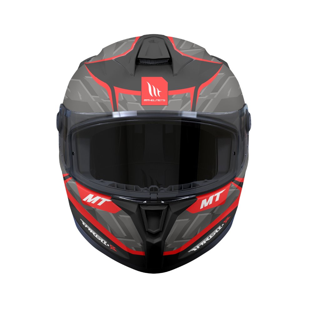 MT Targo S Surt B5 Red Full Face Motorcycle Helmet Matt Black Grey - MaximomotoUK